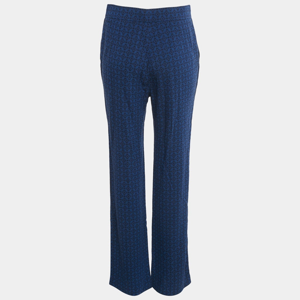 Sandro Blue Jacquard Crepe Amparo Pant Women's Size Small